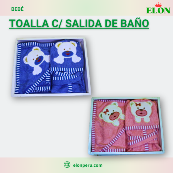 Toalla con salida de baño para bebé - Imagen 2