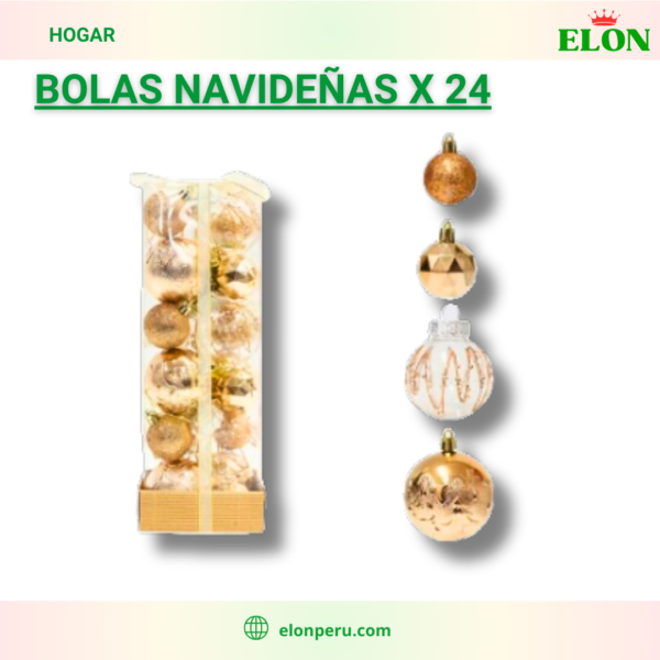 Bolas Navideñas x 24 unidades